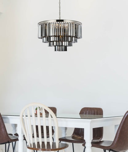 Sydney 17 light polished nickel Chandelier Silver Shade (Grey) Royal Cut Crystal