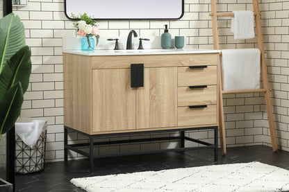 42 inch Single bathroom vanity in mango wood with backsplash