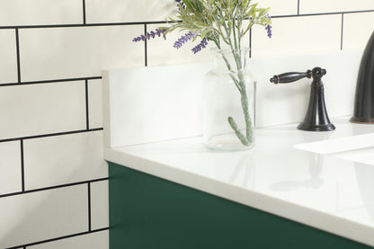 32 inch Single bathroom vanity in green with backsplash