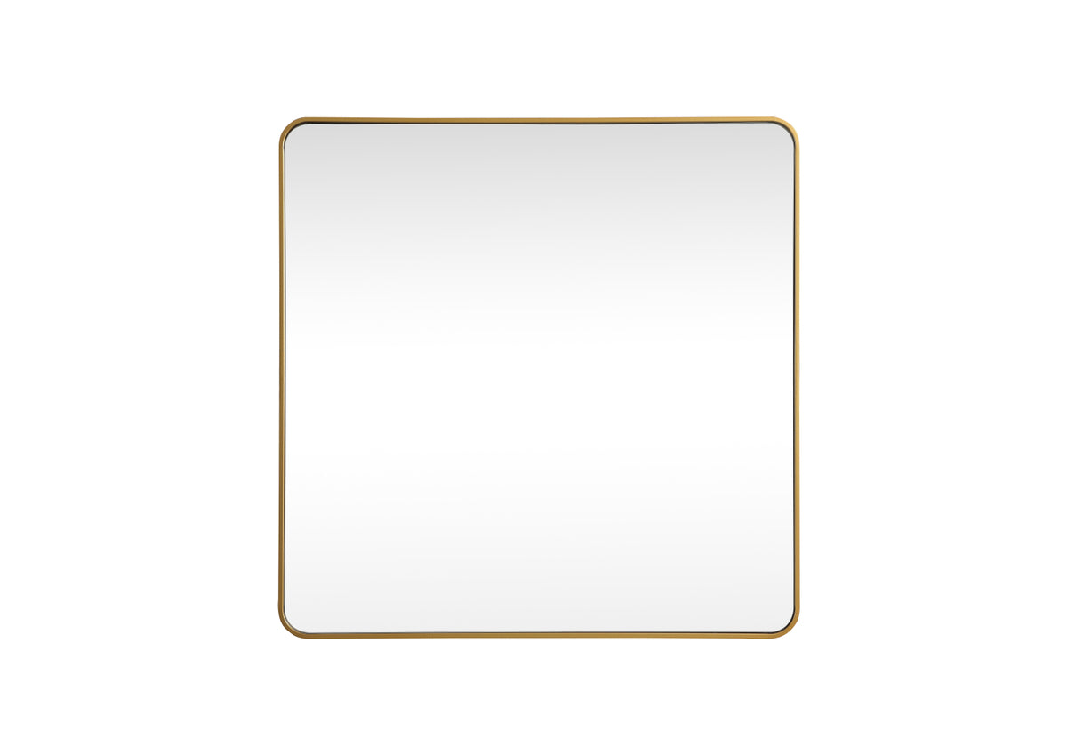 Soft corner metal square mirror 48x48 inch in Brass