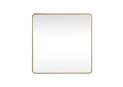 Soft corner metal square mirror 48x48 inch in Brass