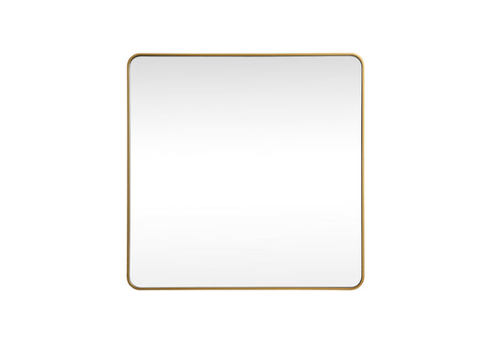 Soft corner metal square mirror 48x48 inch in Brass