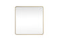 Soft corner metal square mirror 48x48 inch in Brass