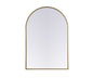 Metal Frame Arch Mirror 27x40 Inch in Brass