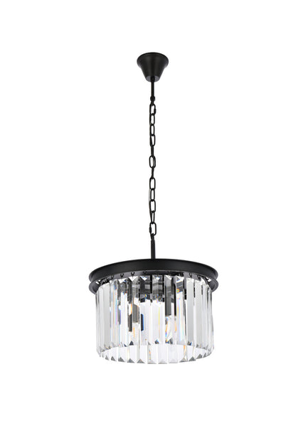 Sydney 3 light Matte Black Pendant Clear Royal Cut Crystal