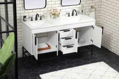 60 inch double bathroom vanity in white
