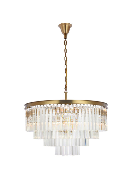 Sydney 32 inch round crystal chandelier in satin gold