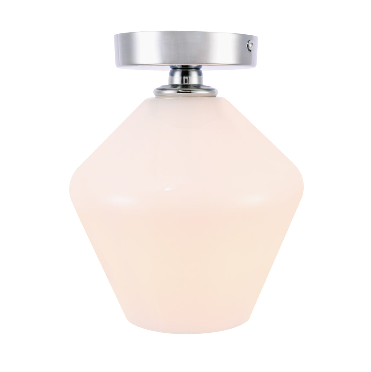 Gene 1 light Chrome and Frosted white glass Flush mount