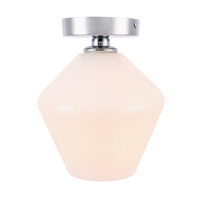 Gene 1 light Chrome and Frosted white glass Flush mount