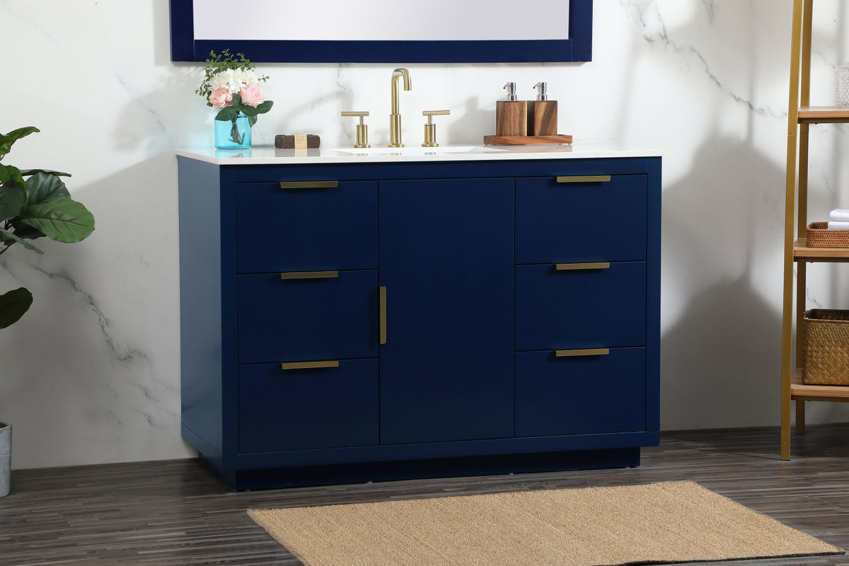 48 inch Single bathroom vanity in blue