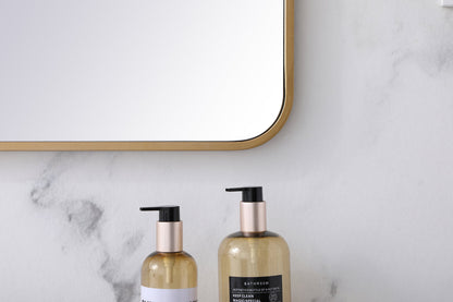 Soft corner metal rectangular mirror 22x36 inch in Brass