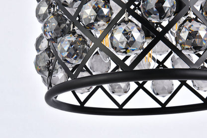 Madison 4 light Matte Black Pendant Silver Shade (Grey) Royal Cut Crystal