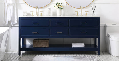 72 inch double bathroom vanity in blue