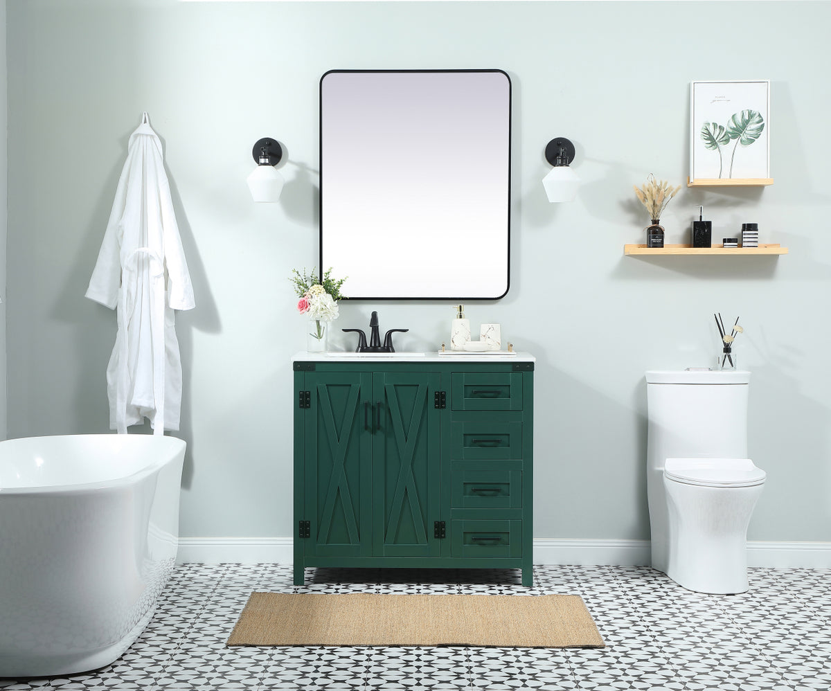 36 inch Single bathroom vanity in green