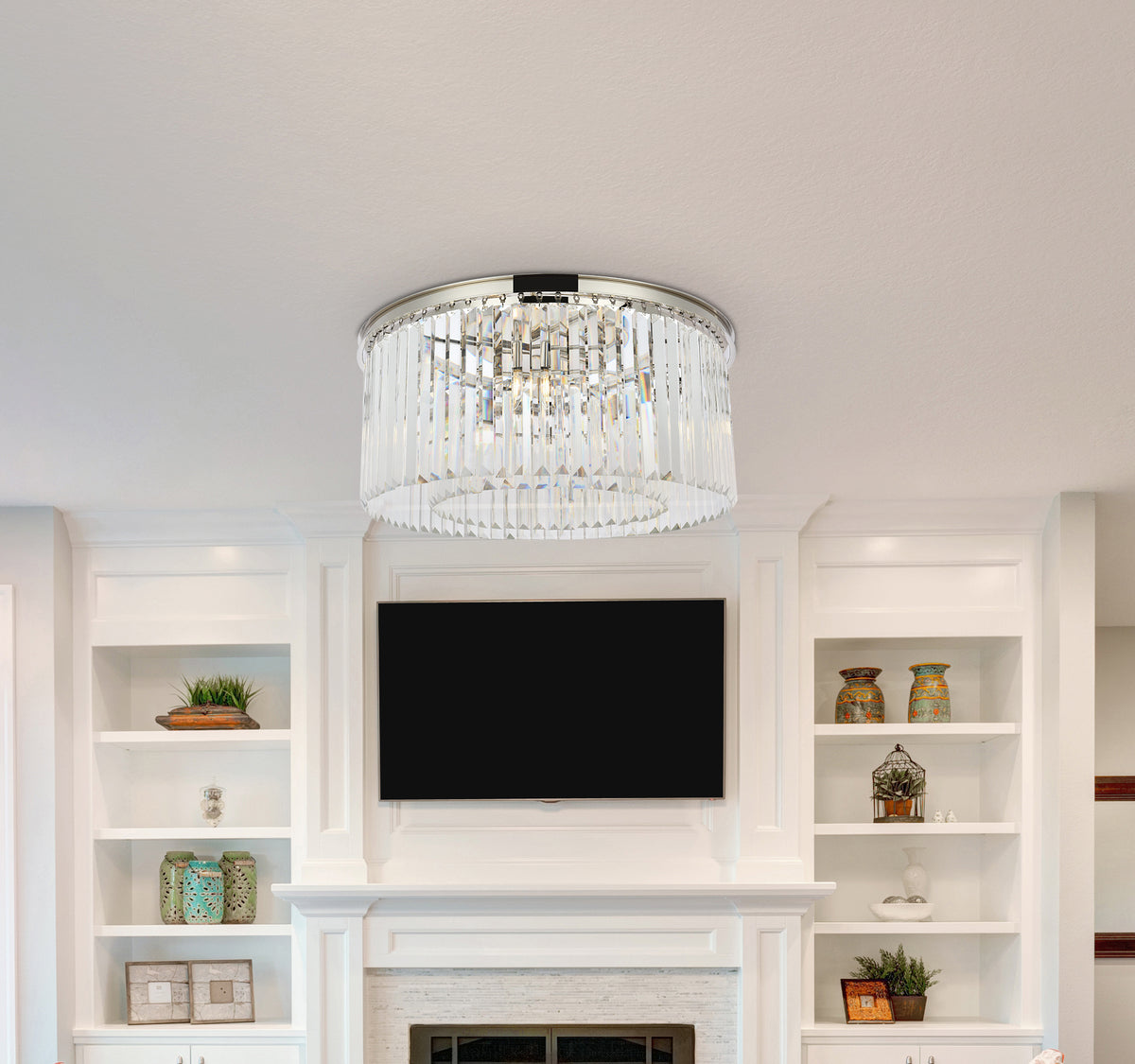 Sydney 8 light polished nickel Flush Mount Clear Royal Cut Crystal