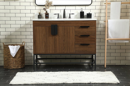 42 inch Single bathroom vanity in walnut with backsplash
