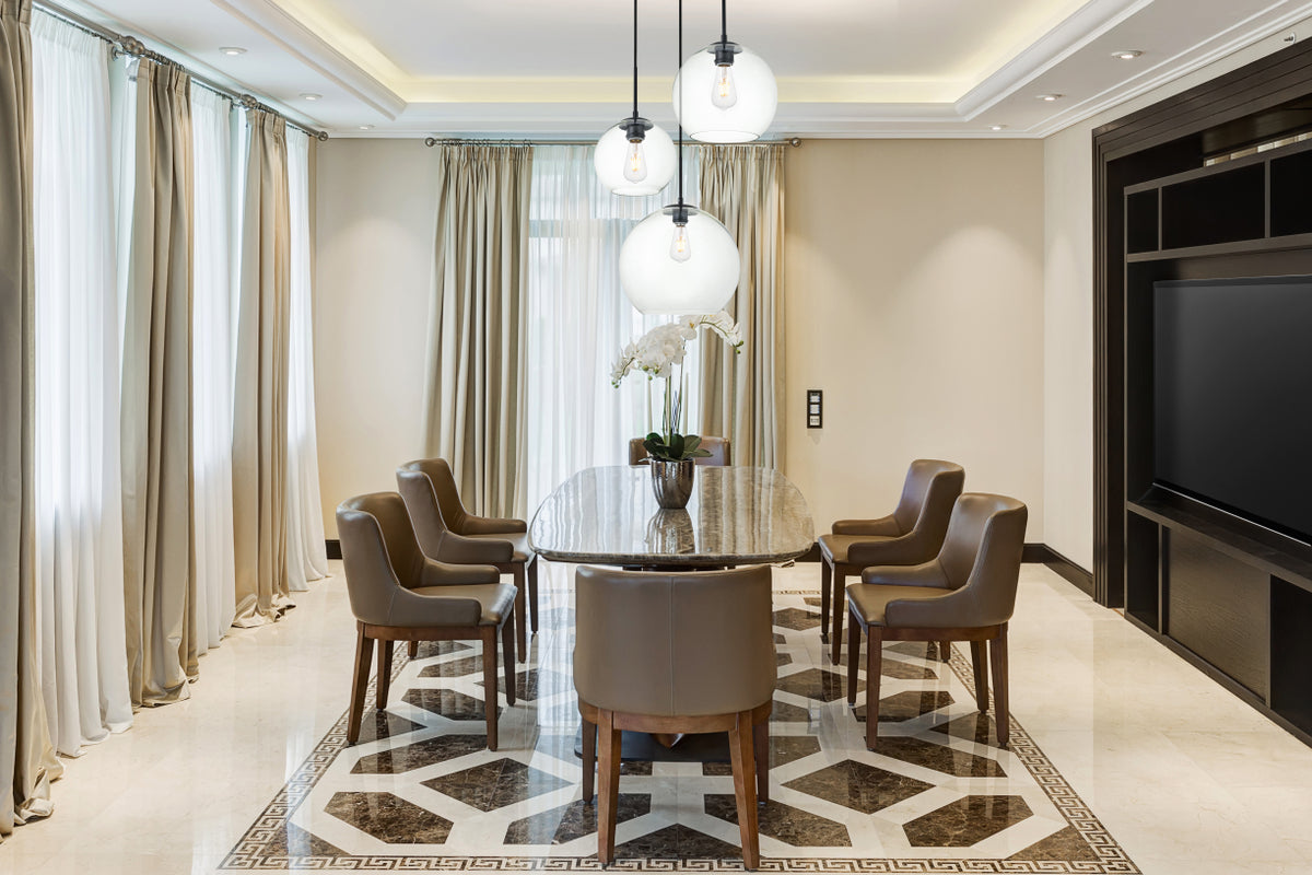 Baxter 3 Lights Black Pendant With Clear Glass