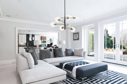 Paragon 6 light Matte Black and Brass Pendant