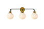 Hanson 3 lights bath sconce in black with brass with frosted shade