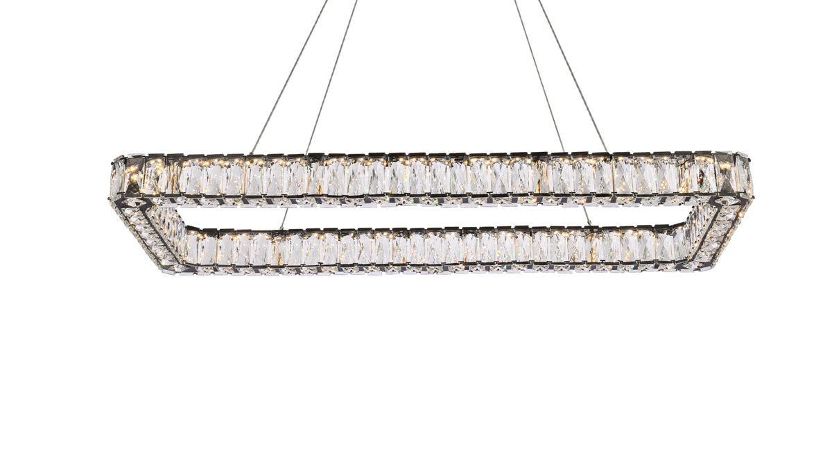 Monroe 42 inch LED Single rectangle pendant in black