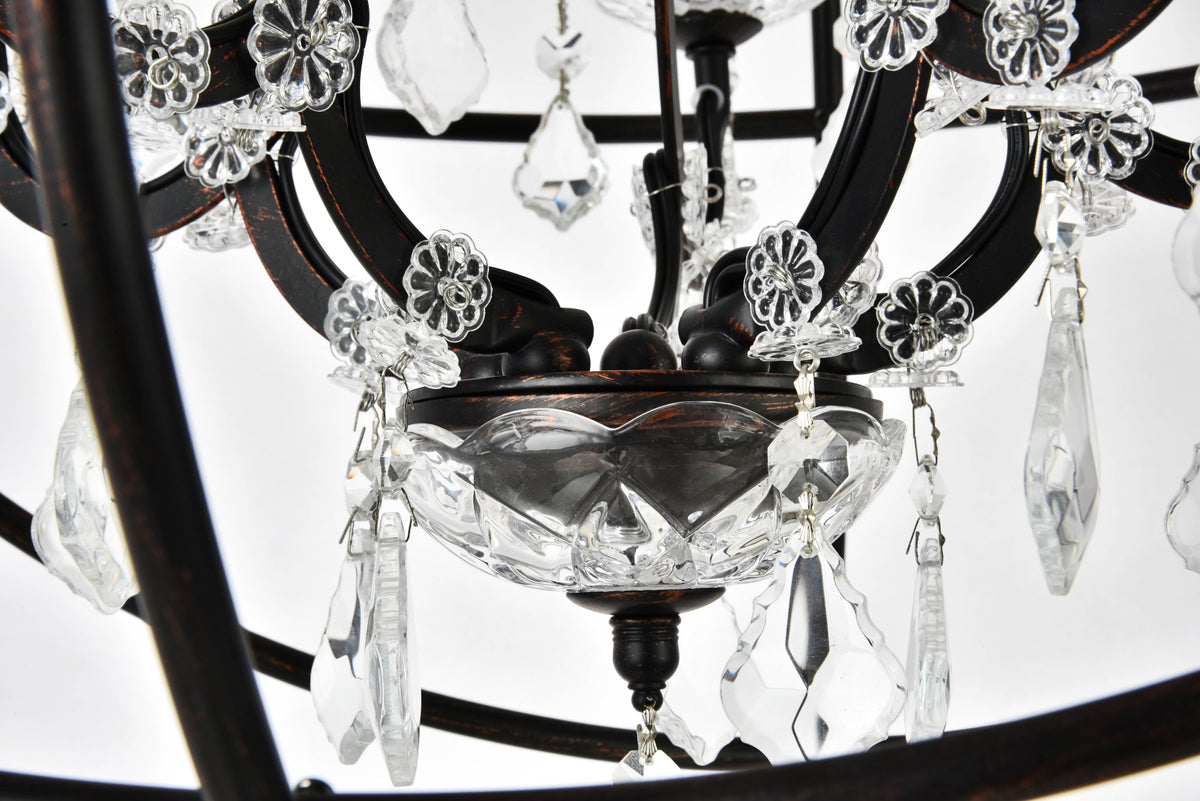 Geneva 5 light Dark Bronze Pendant Clear Royal Cut crystal