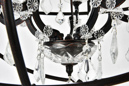 Geneva 5 light Dark Bronze Pendant Clear Royal Cut crystal