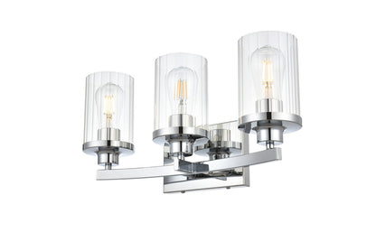 Saanvi 3 light Chrome and Clear Bath Sconce