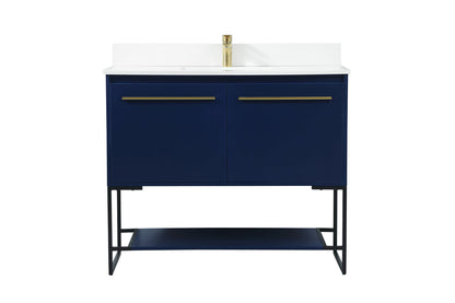 40 inch Single bathroom vanity in blue with backsplash