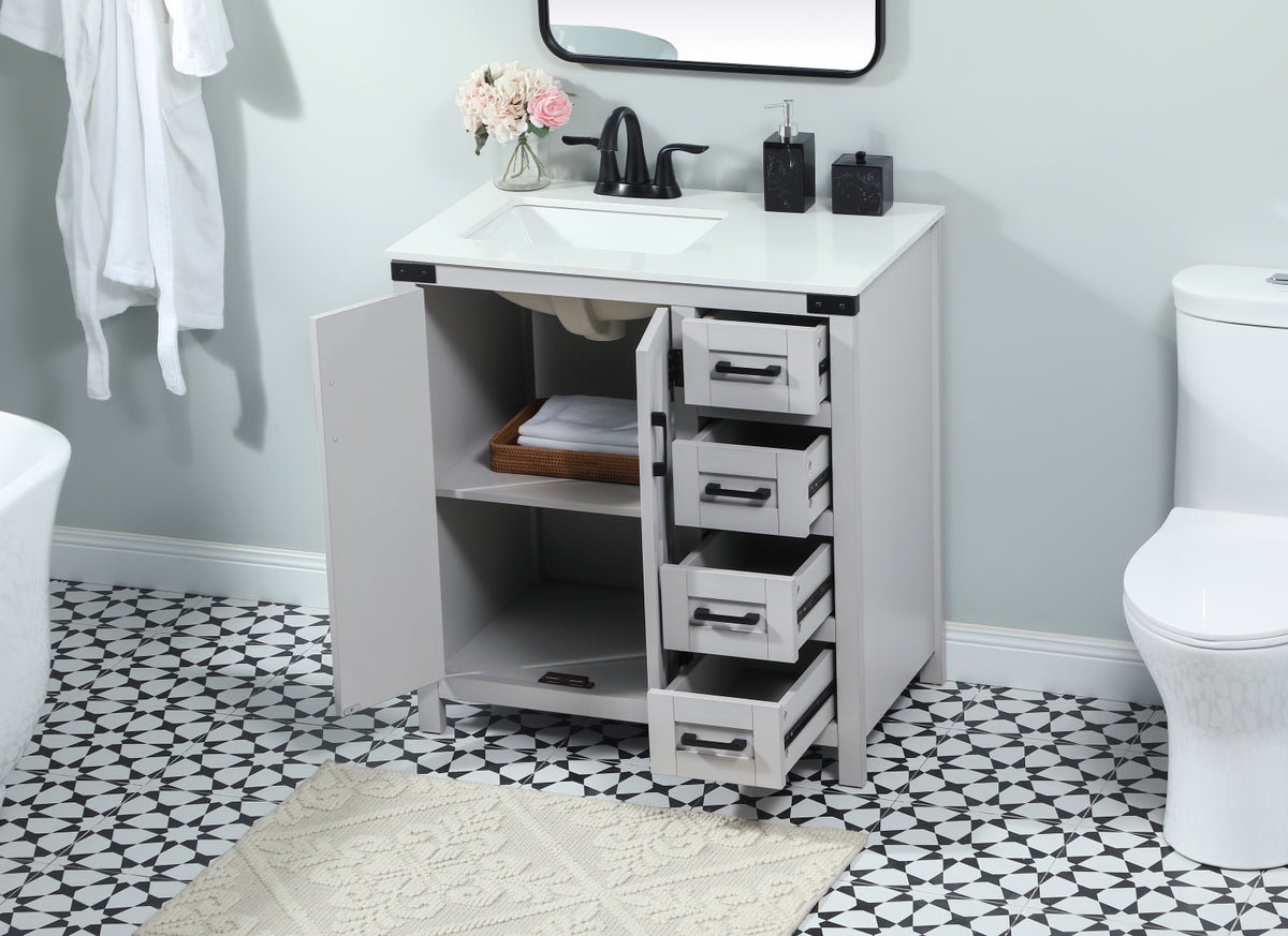 32 inch Single bathroom vanity in grey