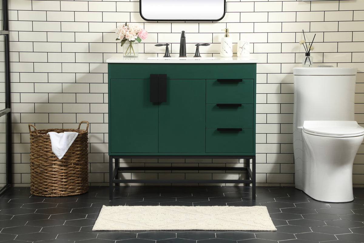 36 inch Single bathroom vanity in green
