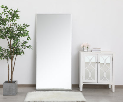Metal frame rectangle mirror 30 inch in silver