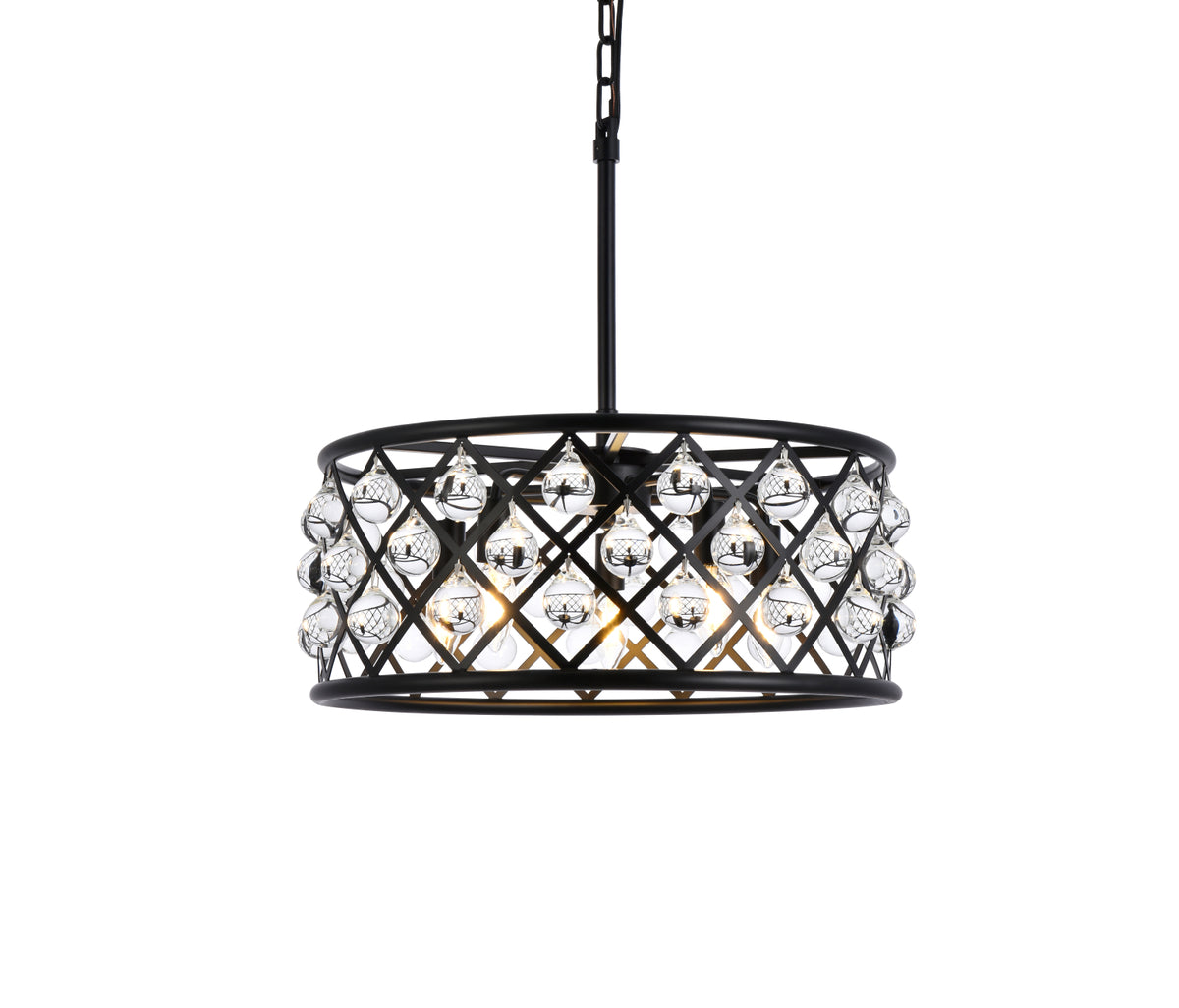 Madison 5 light Matte Black Pendant Clear Royal Cut Crystal