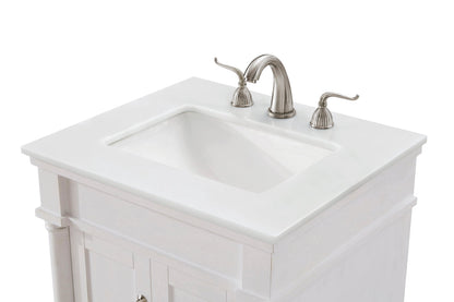 24 inch Single Bathroom vanity in Antique White with ivory white engineered marble