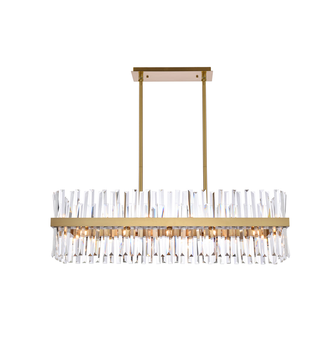 Serephina 42 inch crystal rectangle chandelier light in satin gold