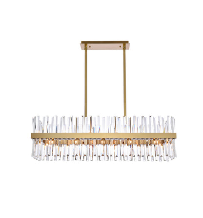 Serephina 42 inch crystal rectangle chandelier light in satin gold