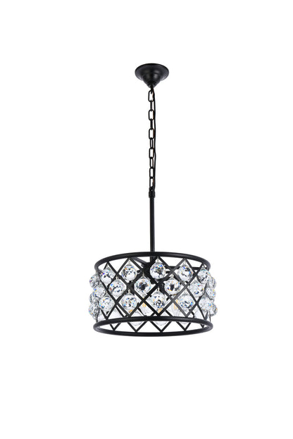Madison 4 light Matte Black Pendant Clear Royal Cut Crystal