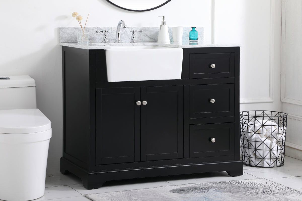 42 inch Single bathroom vanity in black with backsplash