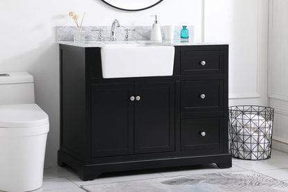42 inch Single bathroom vanity in black with backsplash