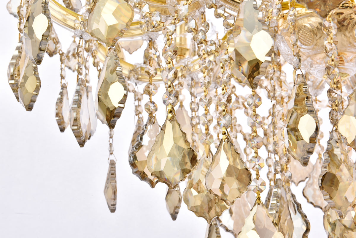 Maria Theresa 19 light Gold Chandelier Golden Teak (Smoky) Royal Cut Crystal
