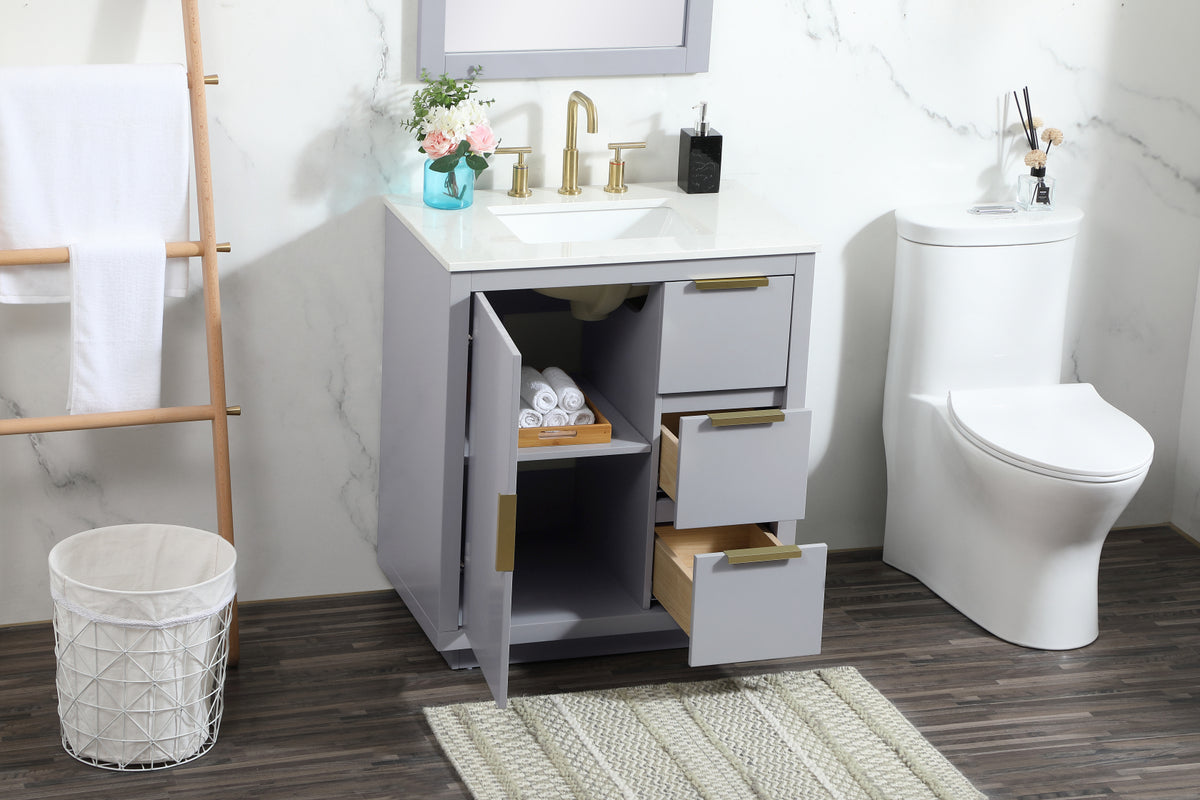 30 inch Single bathroom vanity in grey