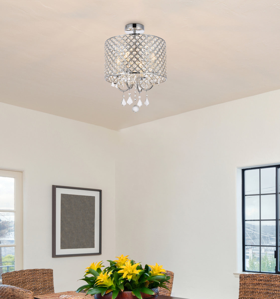 Elise 14 inch flush mount in chrome