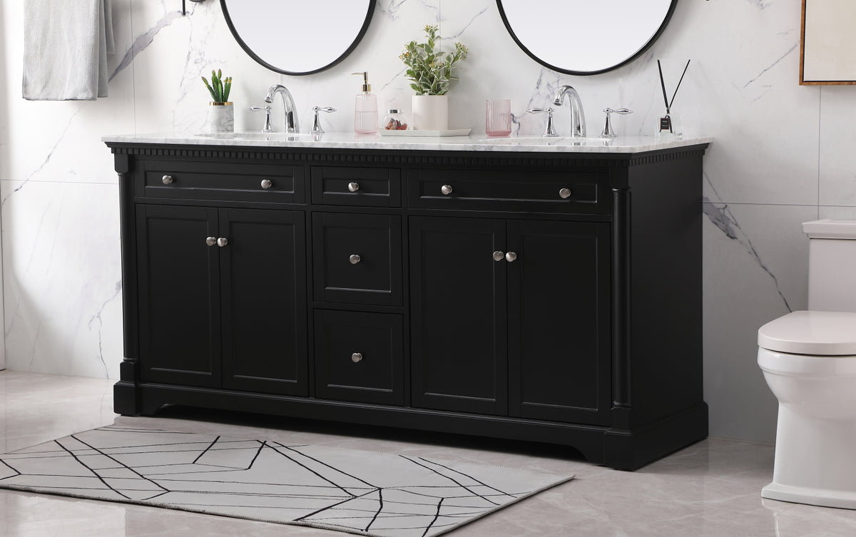 72 inch double bathroom vanity set in black