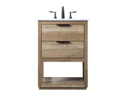 24 Inch SIngle Bathroom Vanity In Natural Oak