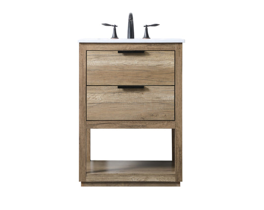 24 Inch SIngle Bathroom Vanity In Natural Oak