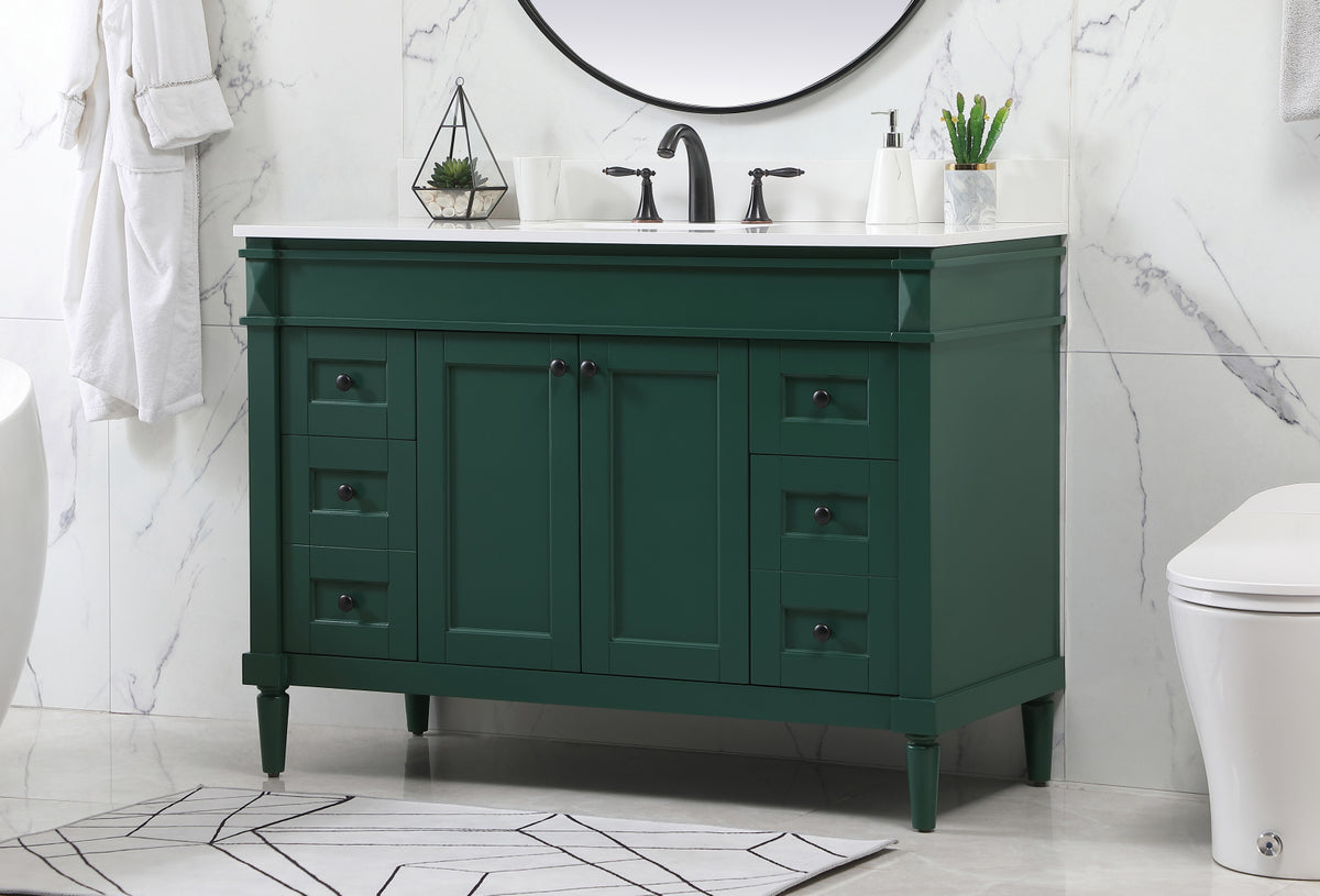48 inch Single bathroom vanity in green with backsplash