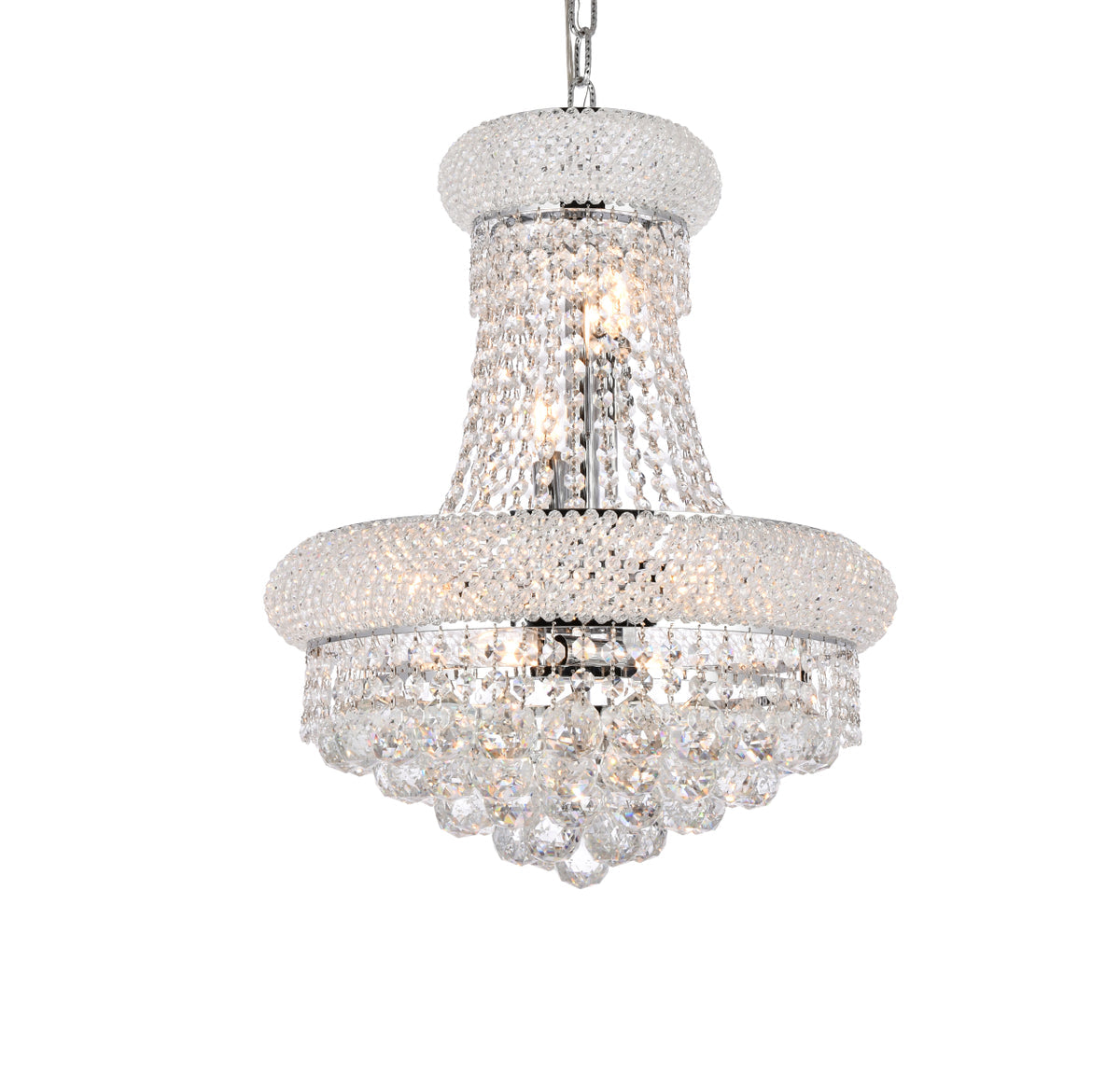Primo 8 light Chrome Pendant Clear Royal Cut Crystal