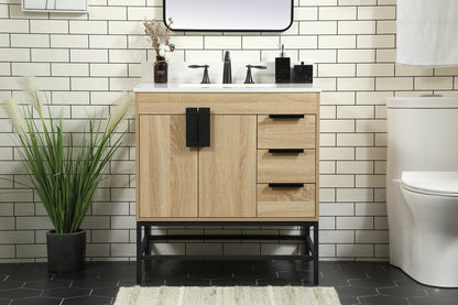 32 inch Single bathroom vanity in mango wood with backsplash