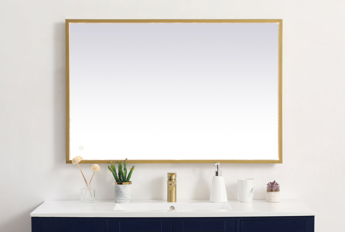 Pier 27x40 inch LED mirror with adjustable color temperature 3000K/4200K/6400K in brass