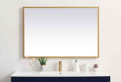 Pier 27x40 inch LED mirror with adjustable color temperature 3000K/4200K/6400K in brass