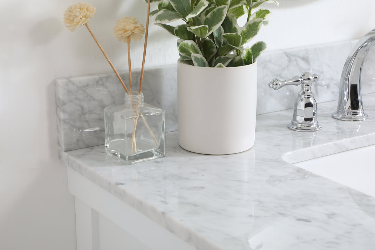 36 inch Single bathroom vanity in white with backsplash